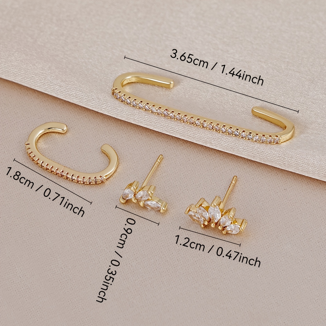 4pcs Exquisite Leaf-Shaped Stud Earrings Set for Women